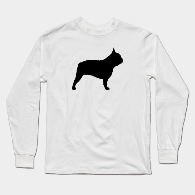 Black French Bulldog Silhouette Long Sleeve T-Shirt by Coffee Squirrel